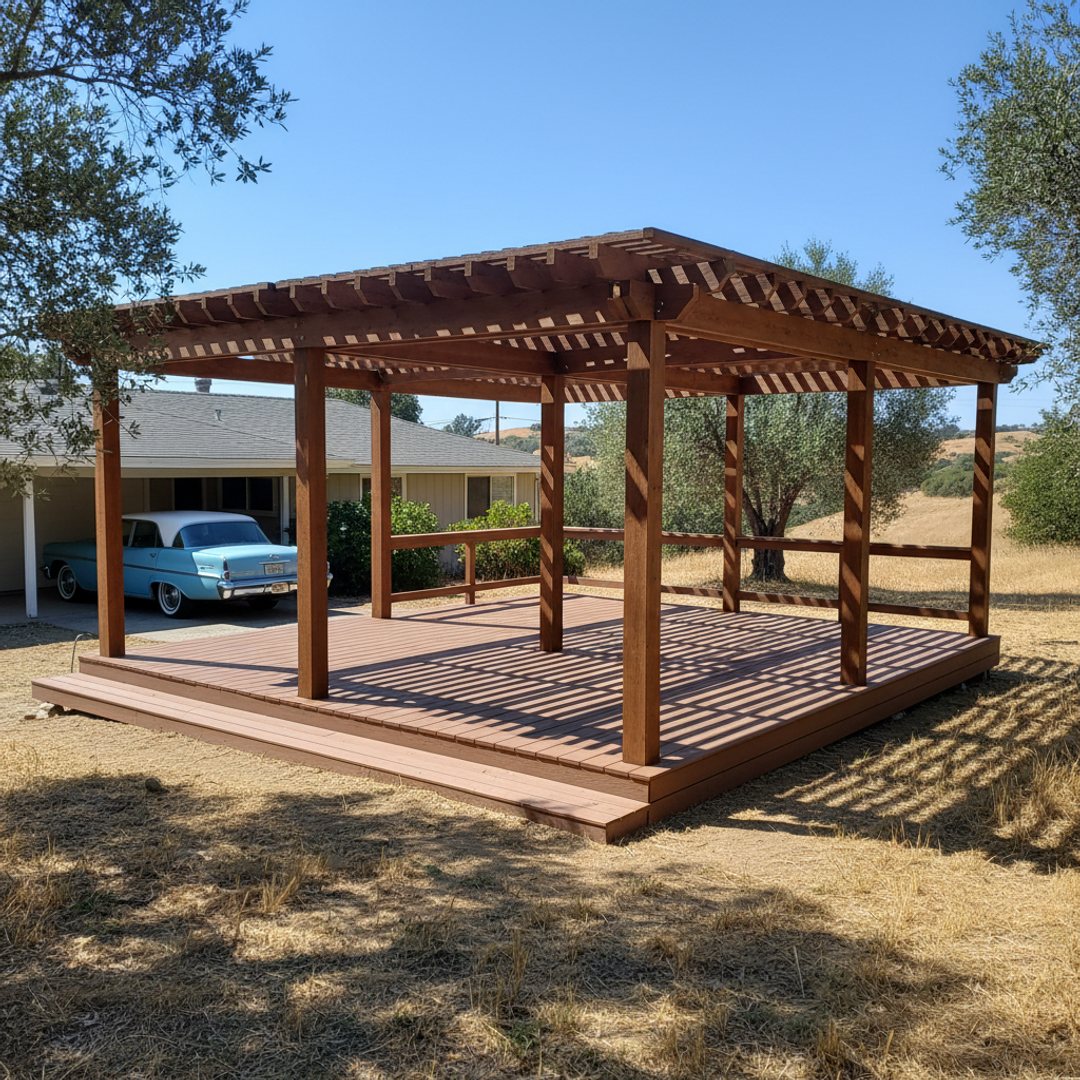 Multi-Level Deck Construction completed by Midway Deck Co in Chowchilla, CA